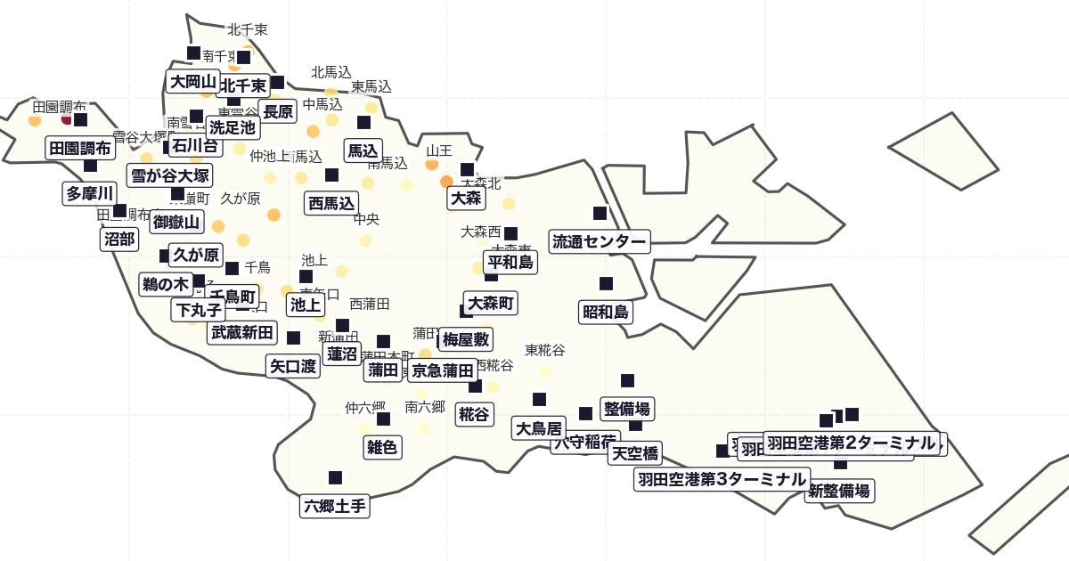 【大田区 36町別】住宅地の地価ランキング——17年の値上がり率も(2026年最新版)